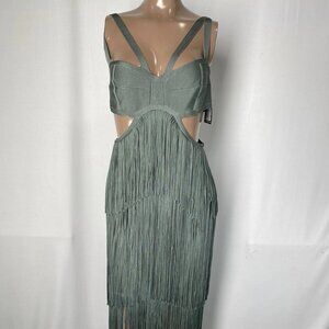 Hervé Léger Tiered Fringe Maxi Gown Women’s